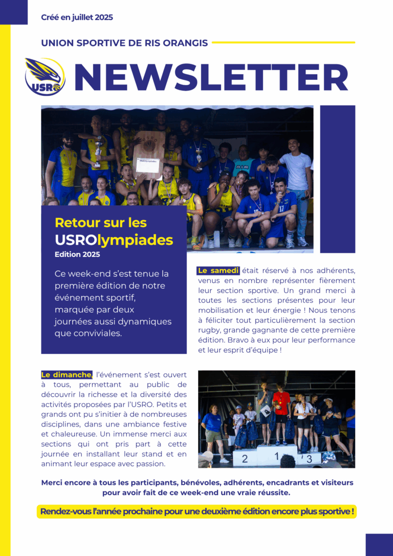 Newsletter du mois de Juillet USRO